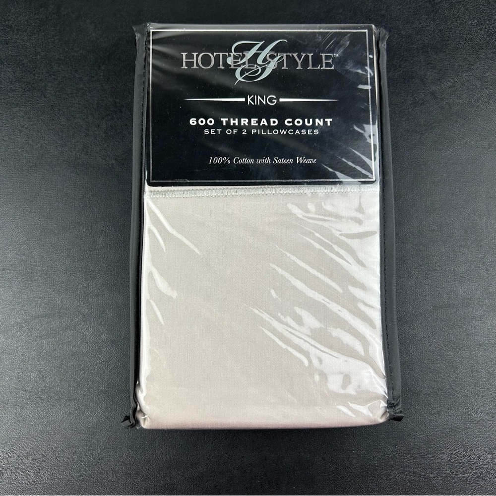 Hotel Style Solid Gray 600 Thread Count King Size Set Of 2 Pillowcases